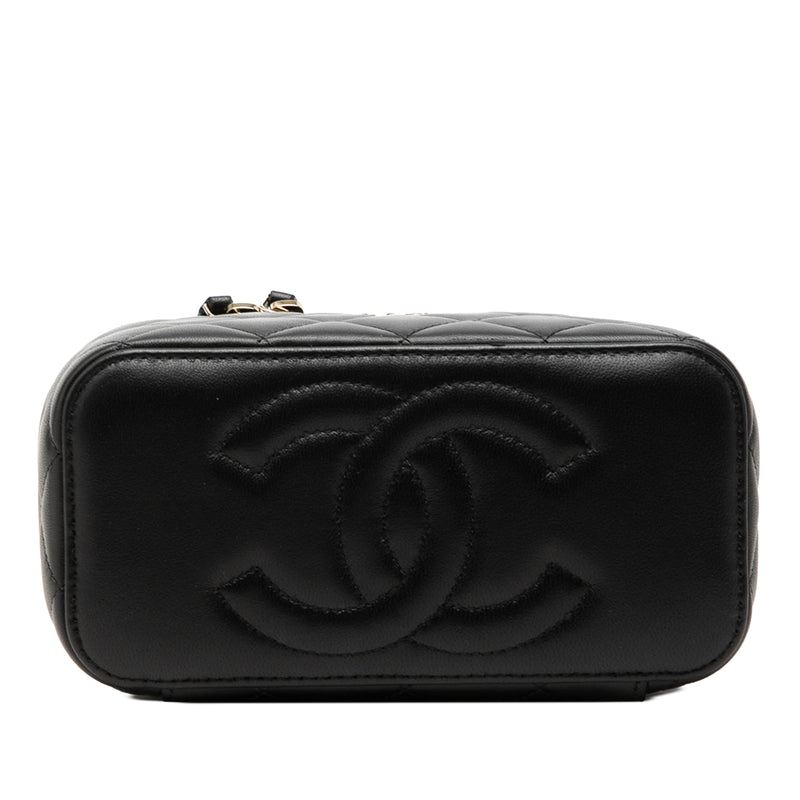Small Lambskin Top Handle Vanity Case with Chain - Image 3