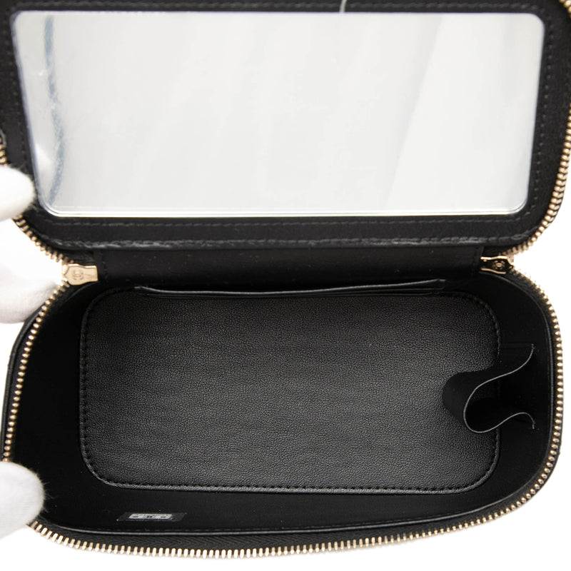 Small Lambskin Top Handle Vanity Case with Chain - Image 4