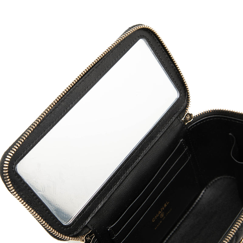 Small Lambskin Top Handle Vanity Case with Chain - Image 5
