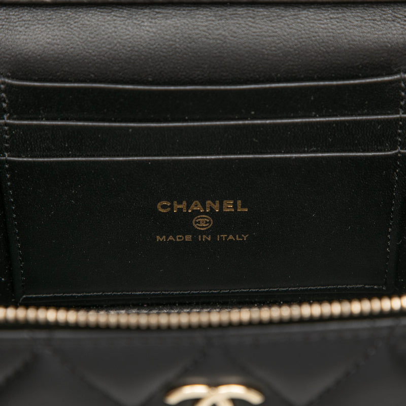 Small Lambskin Top Handle Vanity Case with Chain - Image 6