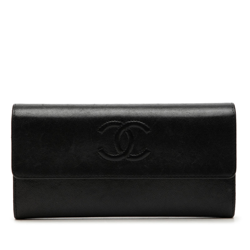 CC Goatskin Gusset Flap Long Wallet