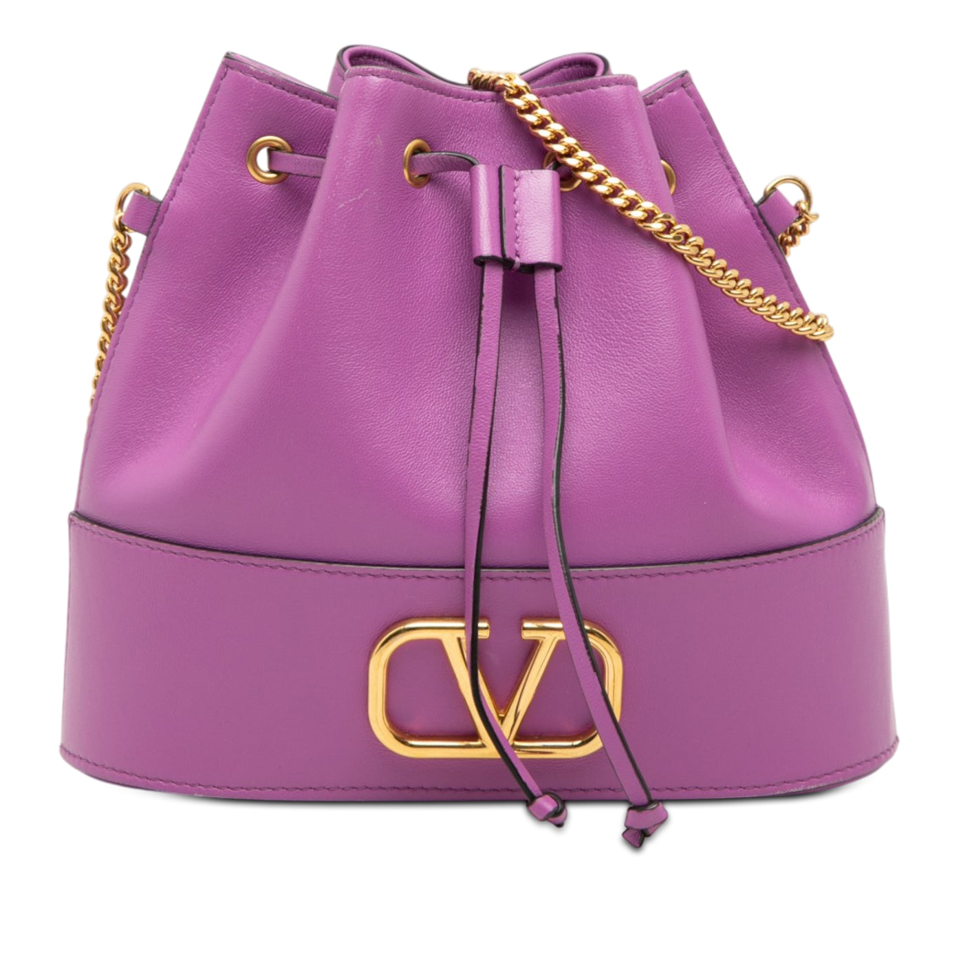 Mini Nappa VLogo Signature Chain Bucket Bag - Image 1
