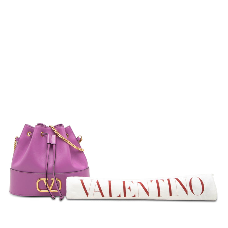 Mini Nappa VLogo Signature Chain Bucket Bag - Image 7