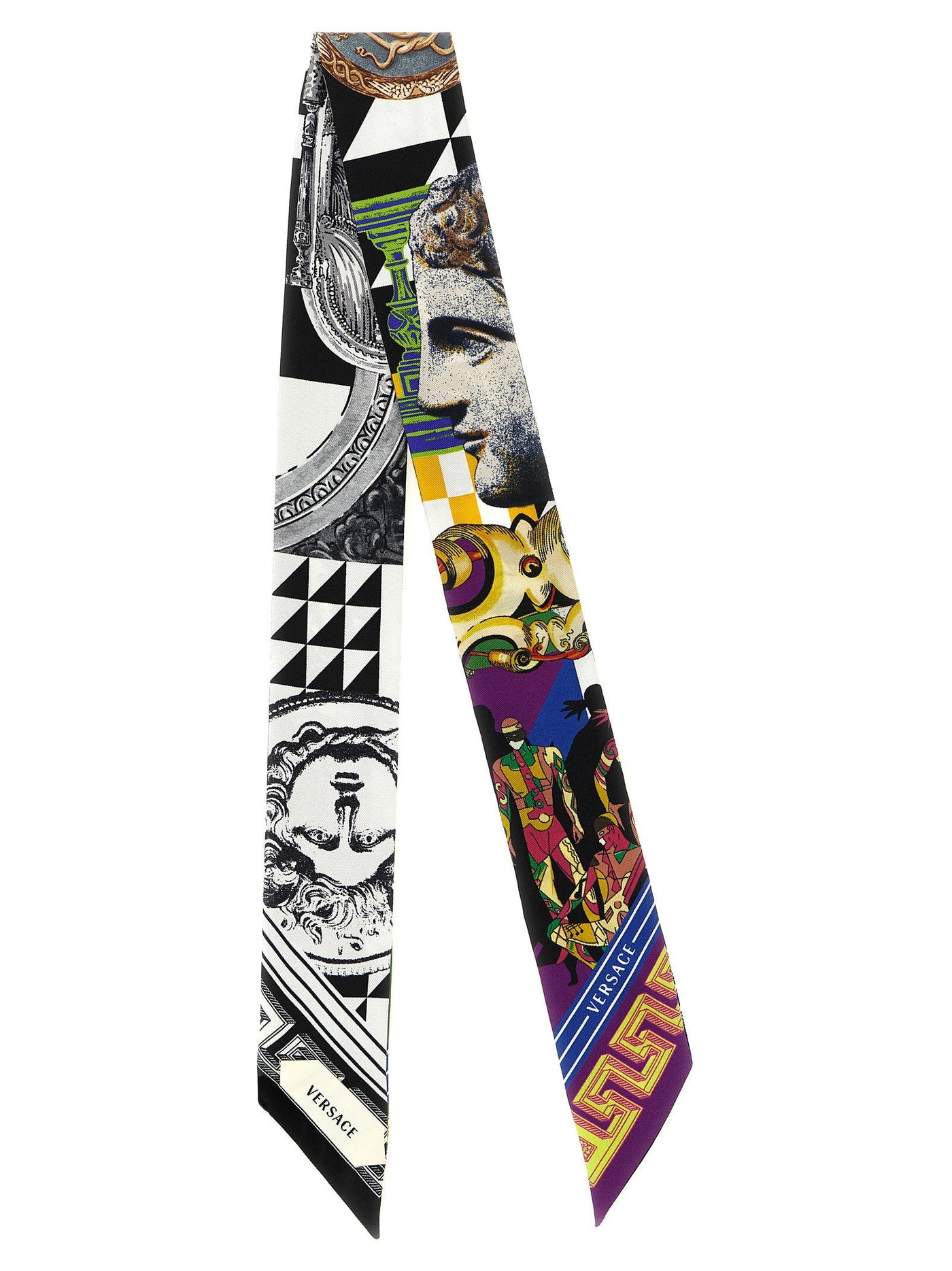 Versace Medusa Collage Silk Twill Scarf — Black Pure Scarfs