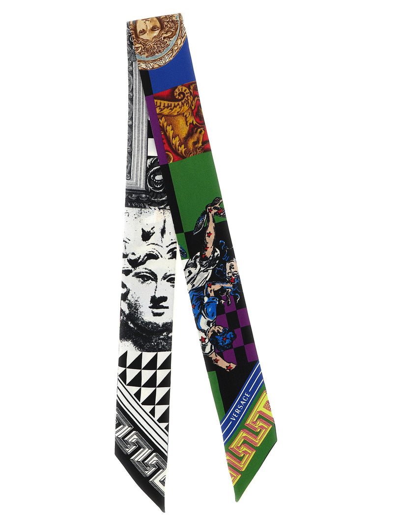 Versace Medusa Collage Silk Twill Scarf — Black Pure Scarfs