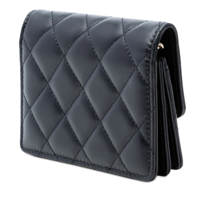 Quilted Lambskin Camellia Bow Card Holder On Chain - Image 2