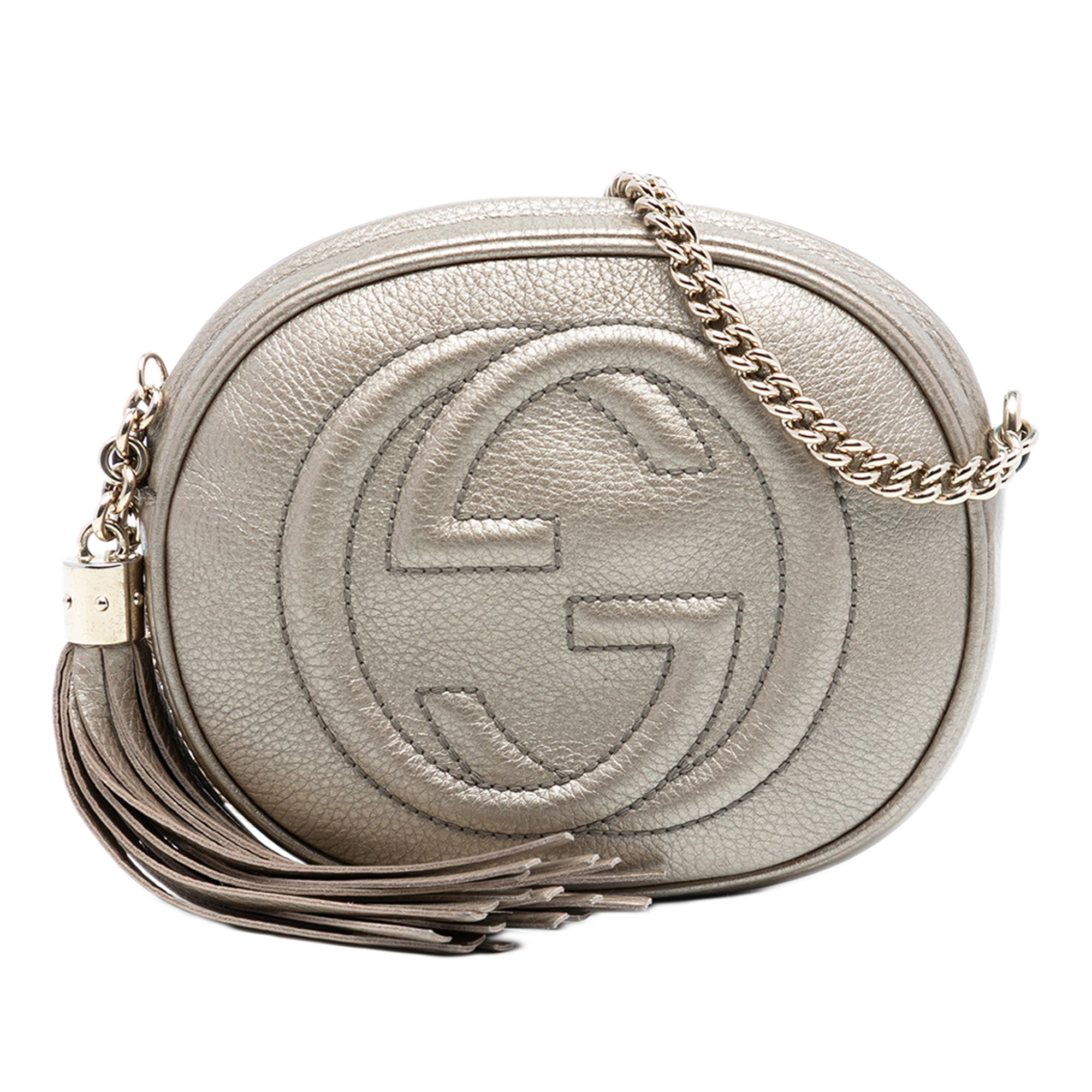 Mini Metallic Pebbled Calfskin Soho Chain Crossbody - Image 1