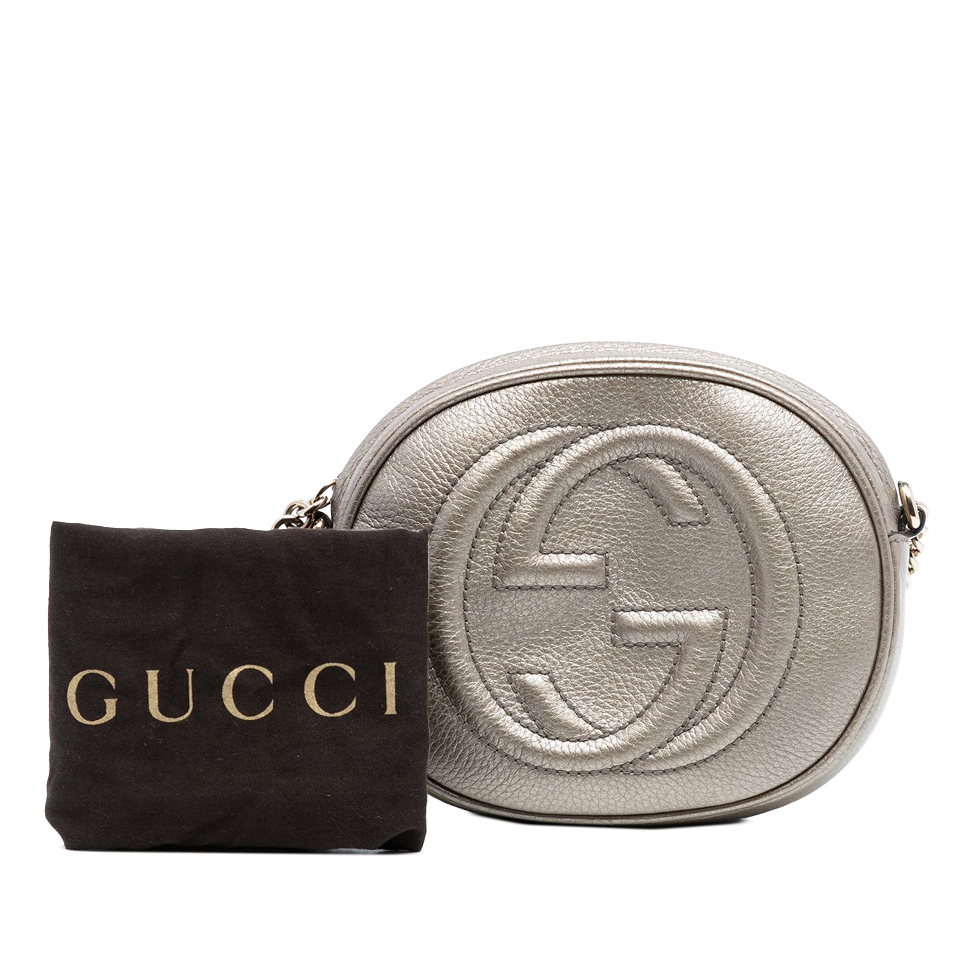 Mini Metallic Pebbled Calfskin Soho Chain Crossbody - Image 8