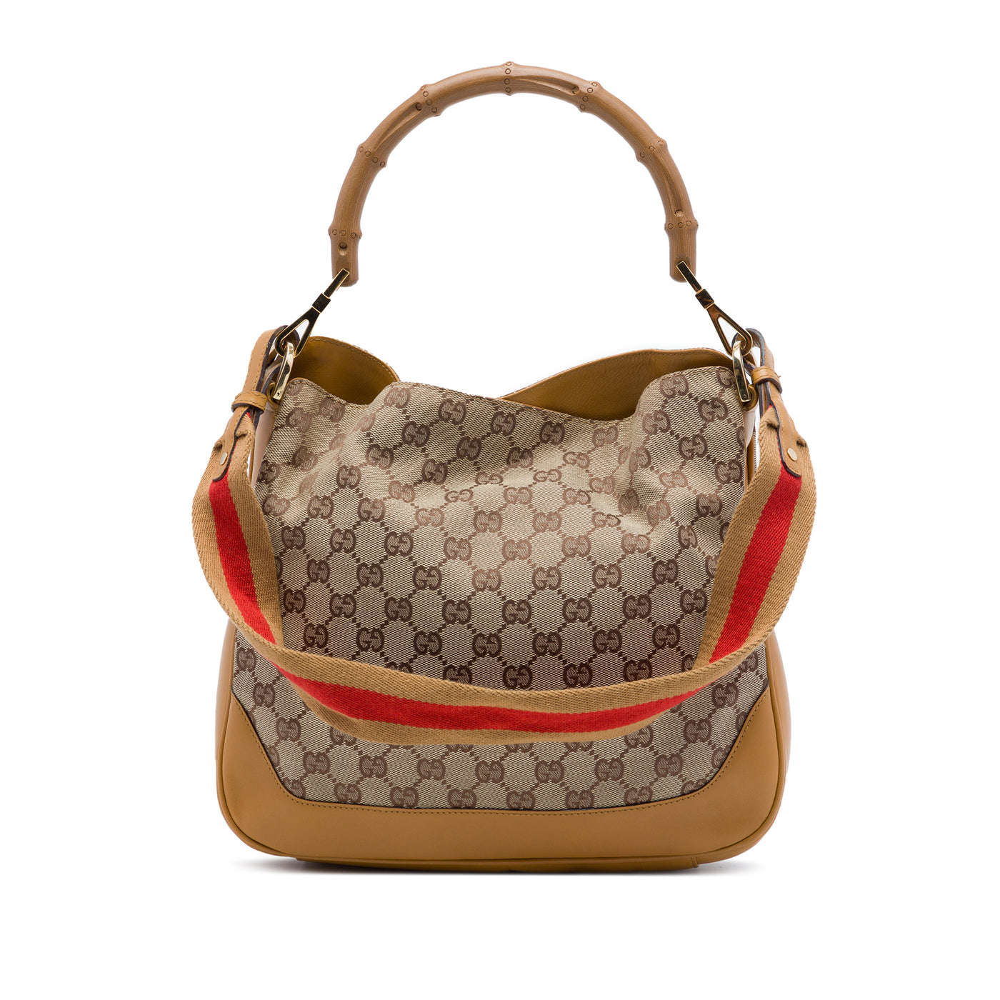GG Canvas Bamboo Web Satchel - Image 1