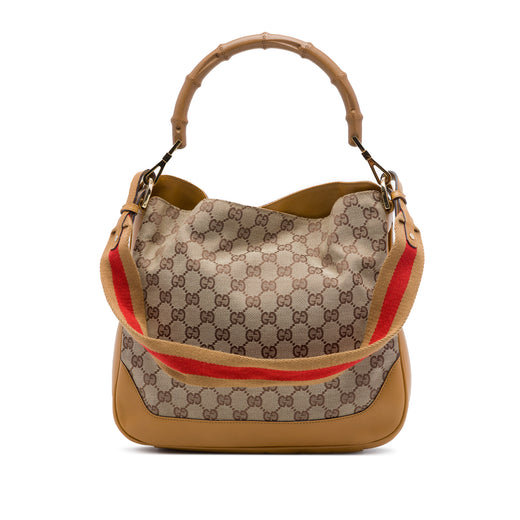 GG Canvas Bamboo Web Satchel - Image 1