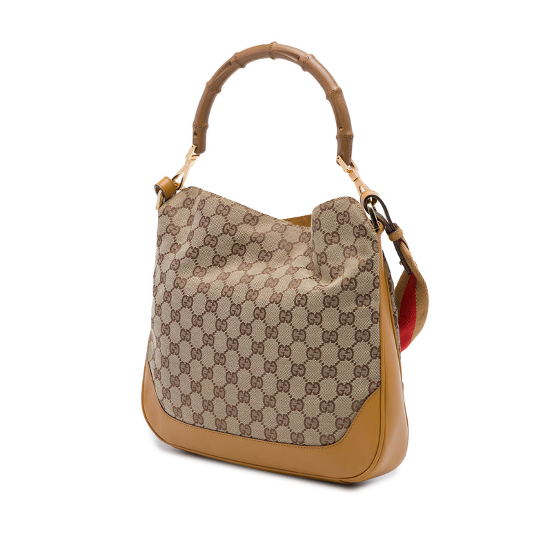 GG Canvas Bamboo Web Satchel - Image 2