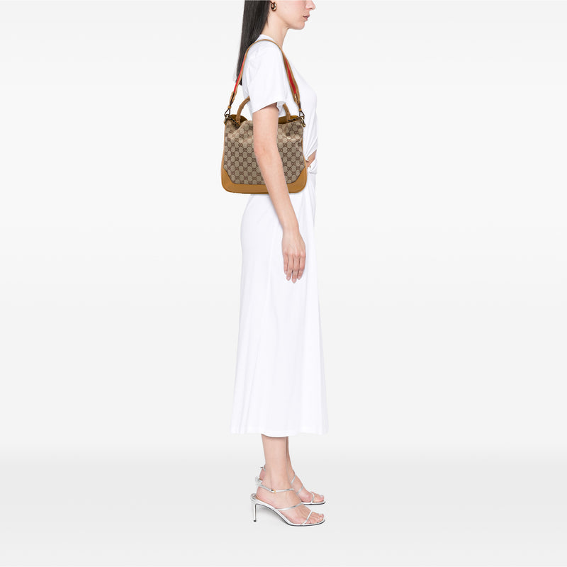 GG Canvas Bamboo Web Satchel - Image 6