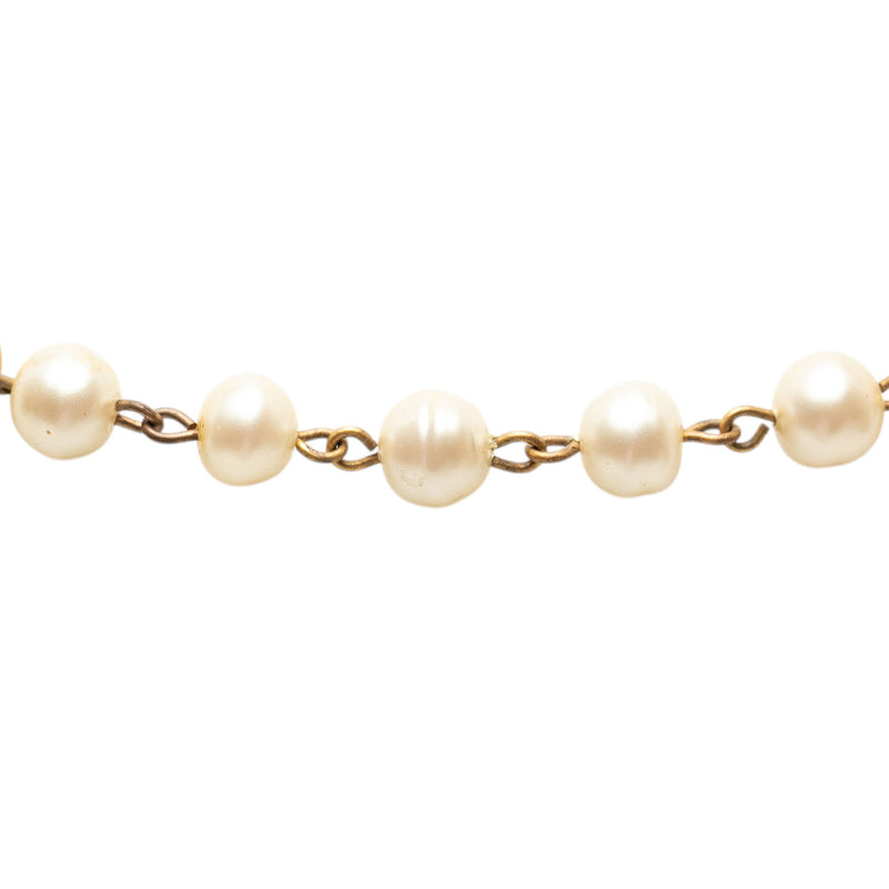 CC Gold Plated Faux Pearl Double Strand Necklace - Image 2