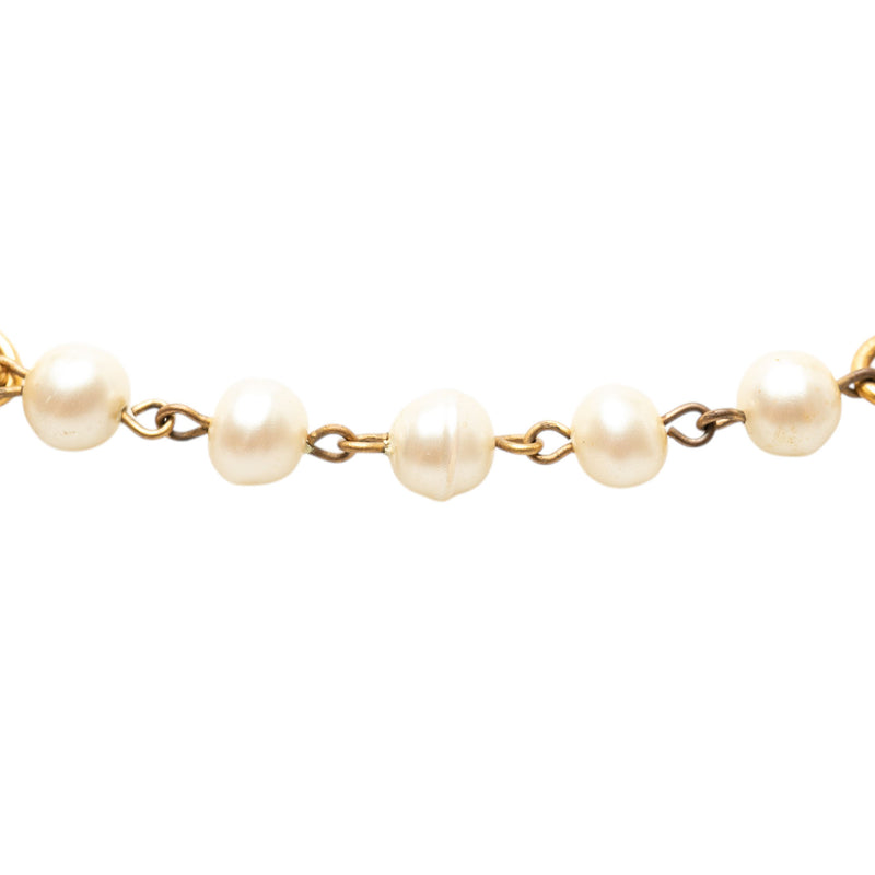 CC Gold Plated Faux Pearl Double Strand Necklace - Image 3