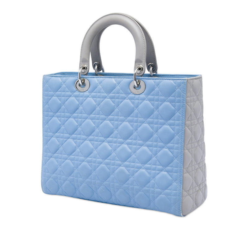 Large Bicolor Lambskin Cannage Lady Dior - Image 2
