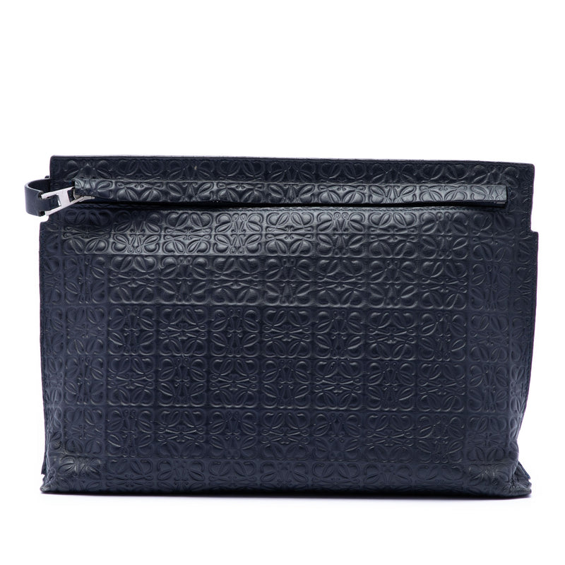 Embossed Anagram Leather Repeat T Clutch