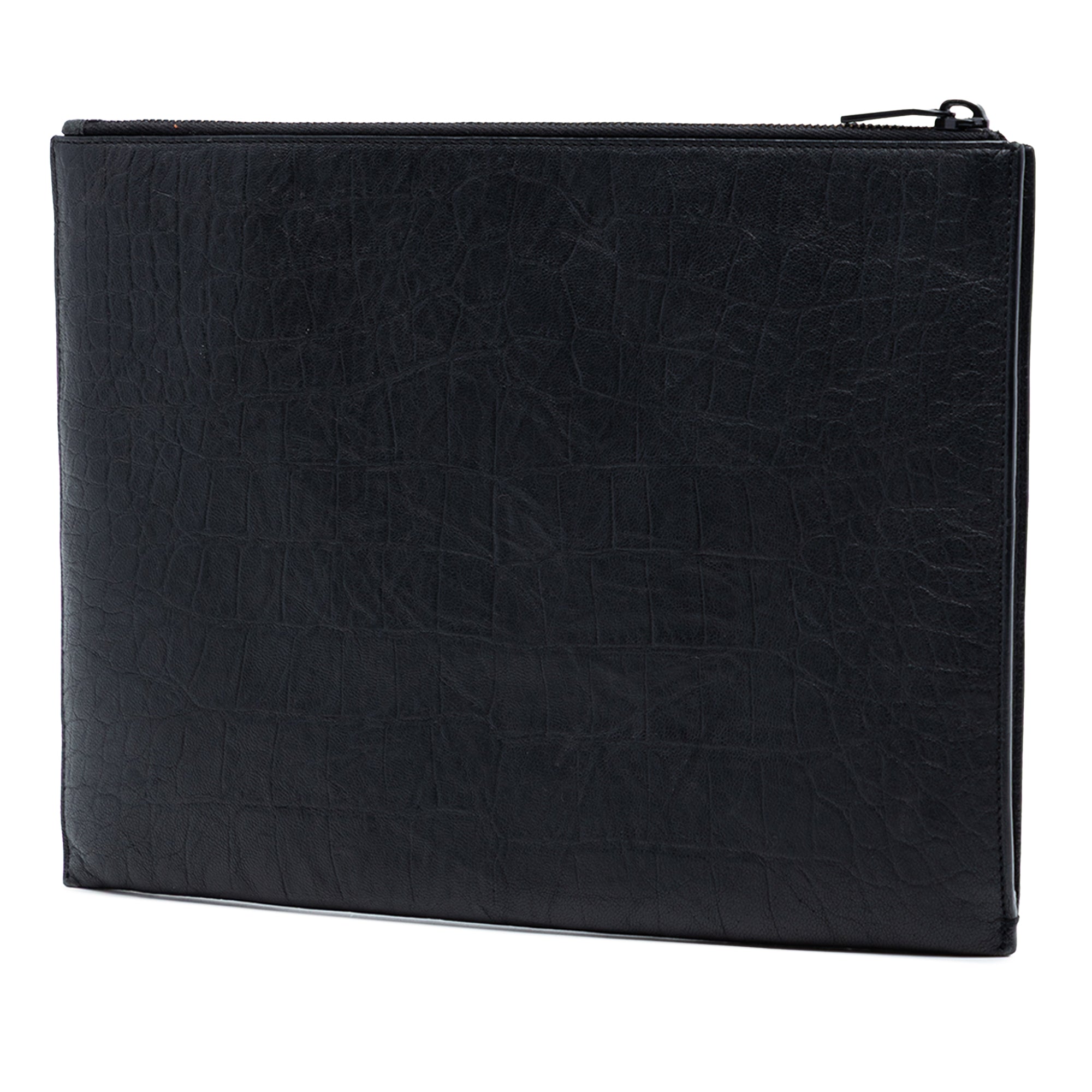 Croc Embossed Leather Monogram Clutch - Image 2