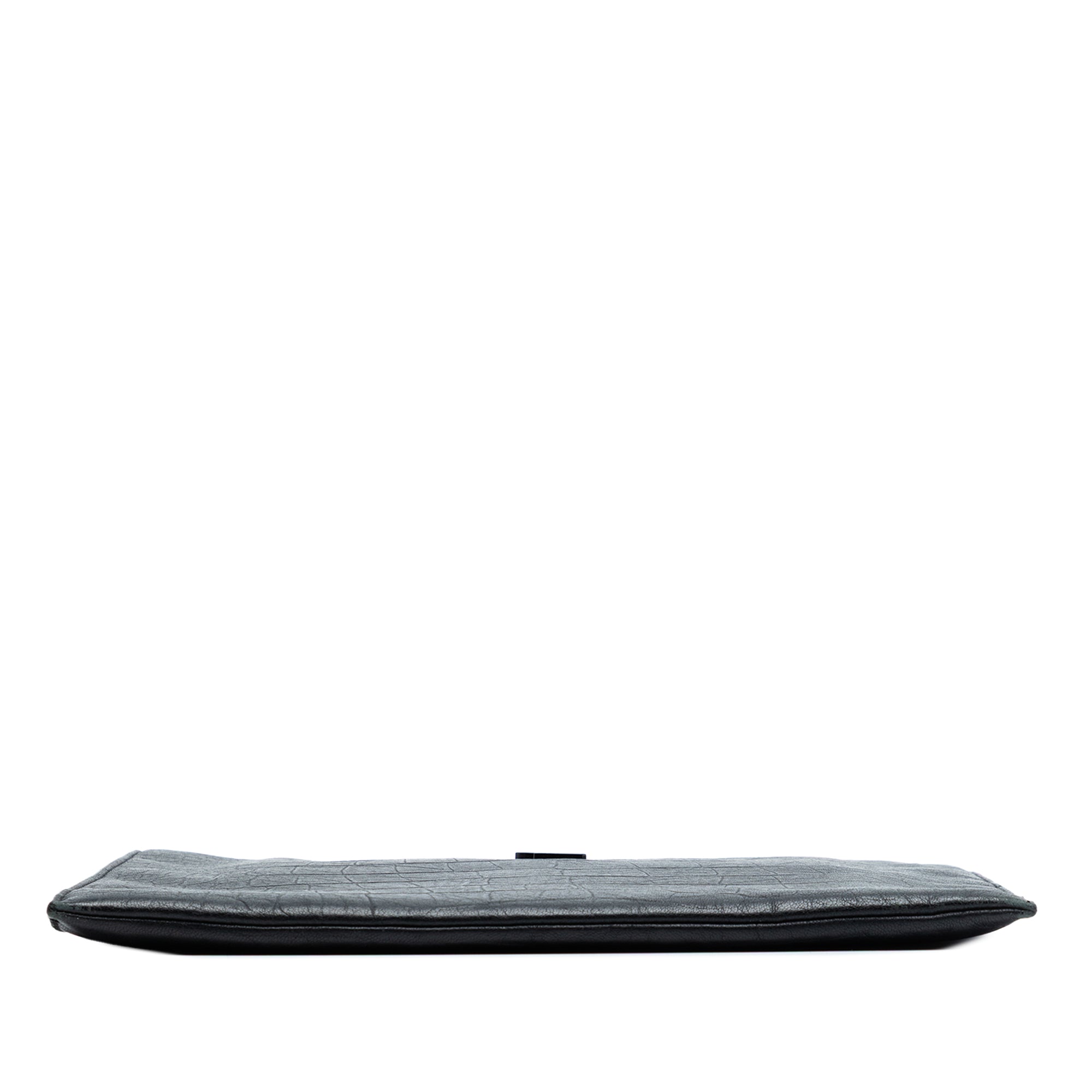 Croc Embossed Leather Monogram Clutch - Image 3