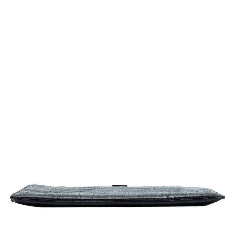 Croc Embossed Leather Monogram Clutch - Image 3