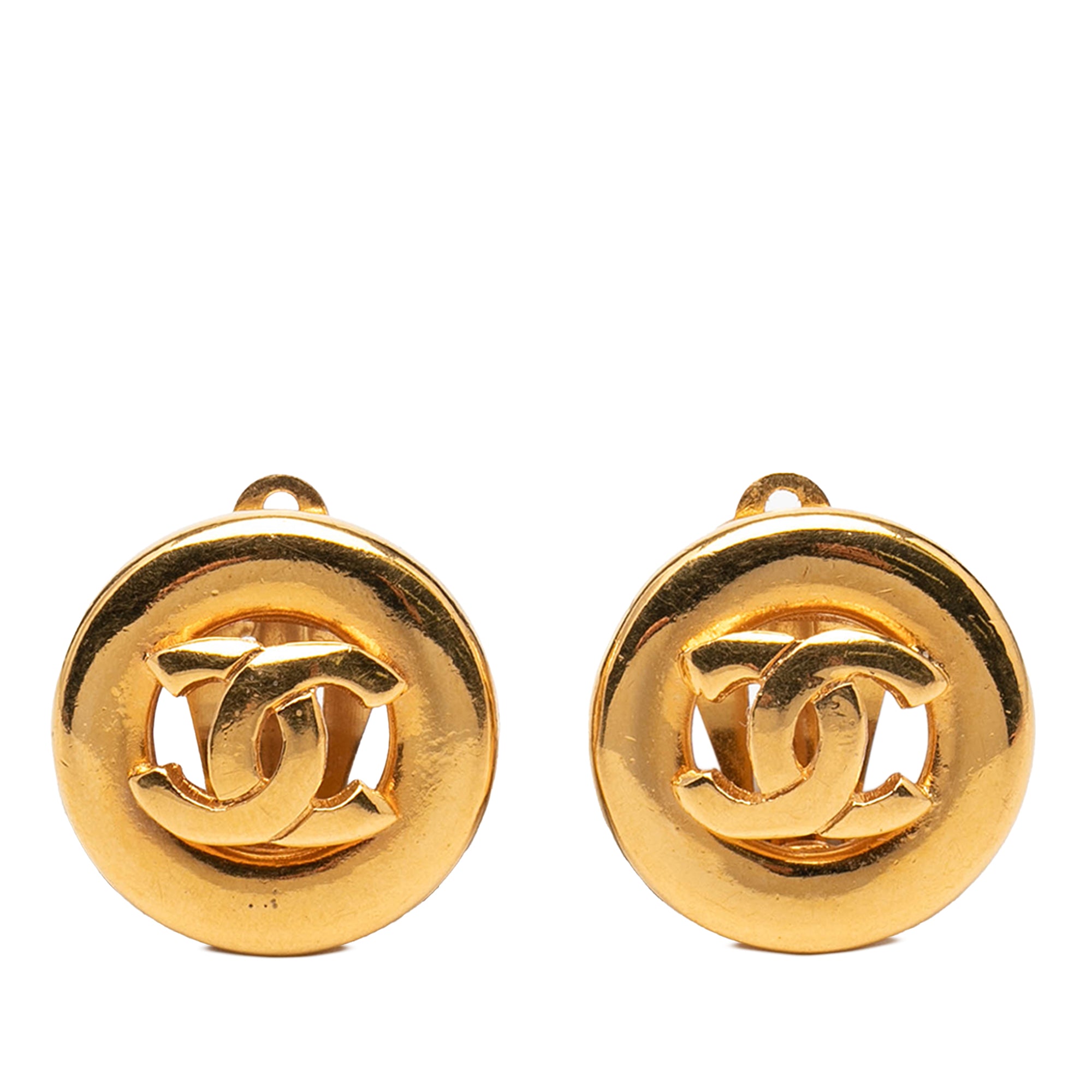 CC Gold Plated Round Clip On Earrings - Image 1
