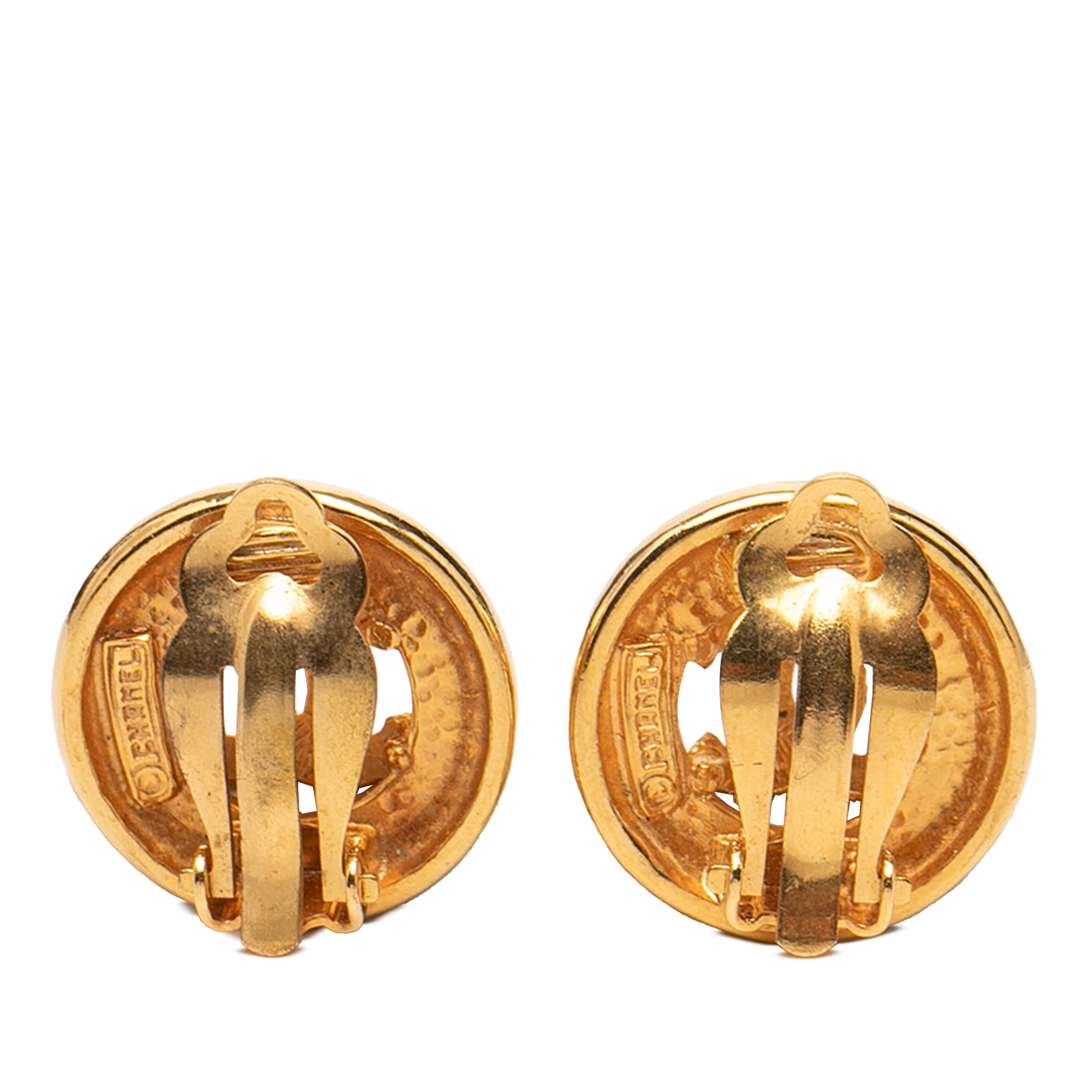 CC Gold Plated Round Clip On Earrings - Image 2