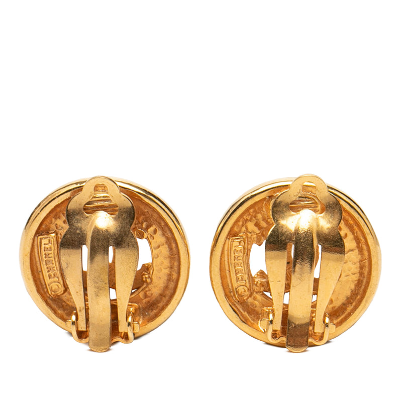 CC Gold Plated Round Clip On Earrings - Image 2