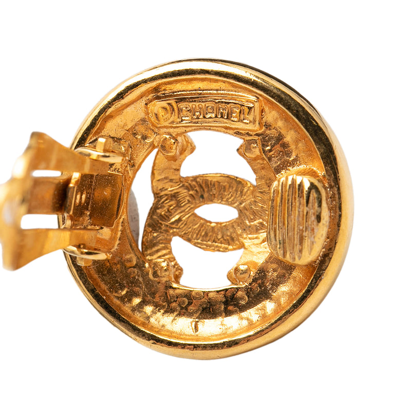 CC Gold Plated Round Clip On Earrings - Image 3