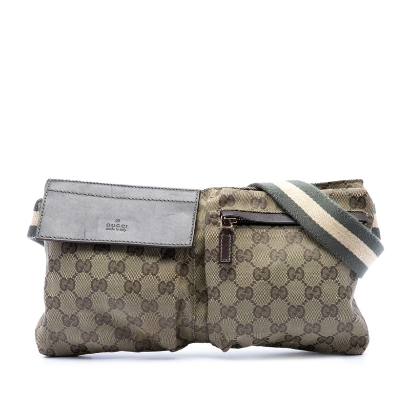 GG Canvas Web Double Pocket Belt Bag