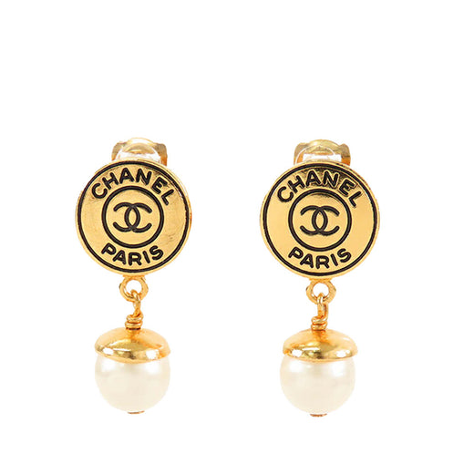 CC Gold Plated Faux Pearl Drop Clip On Earrings - Image 1