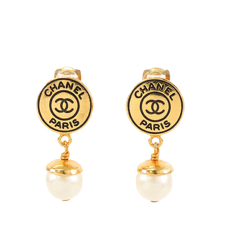 CC Gold Plated Faux Pearl Drop Clip On Earrings