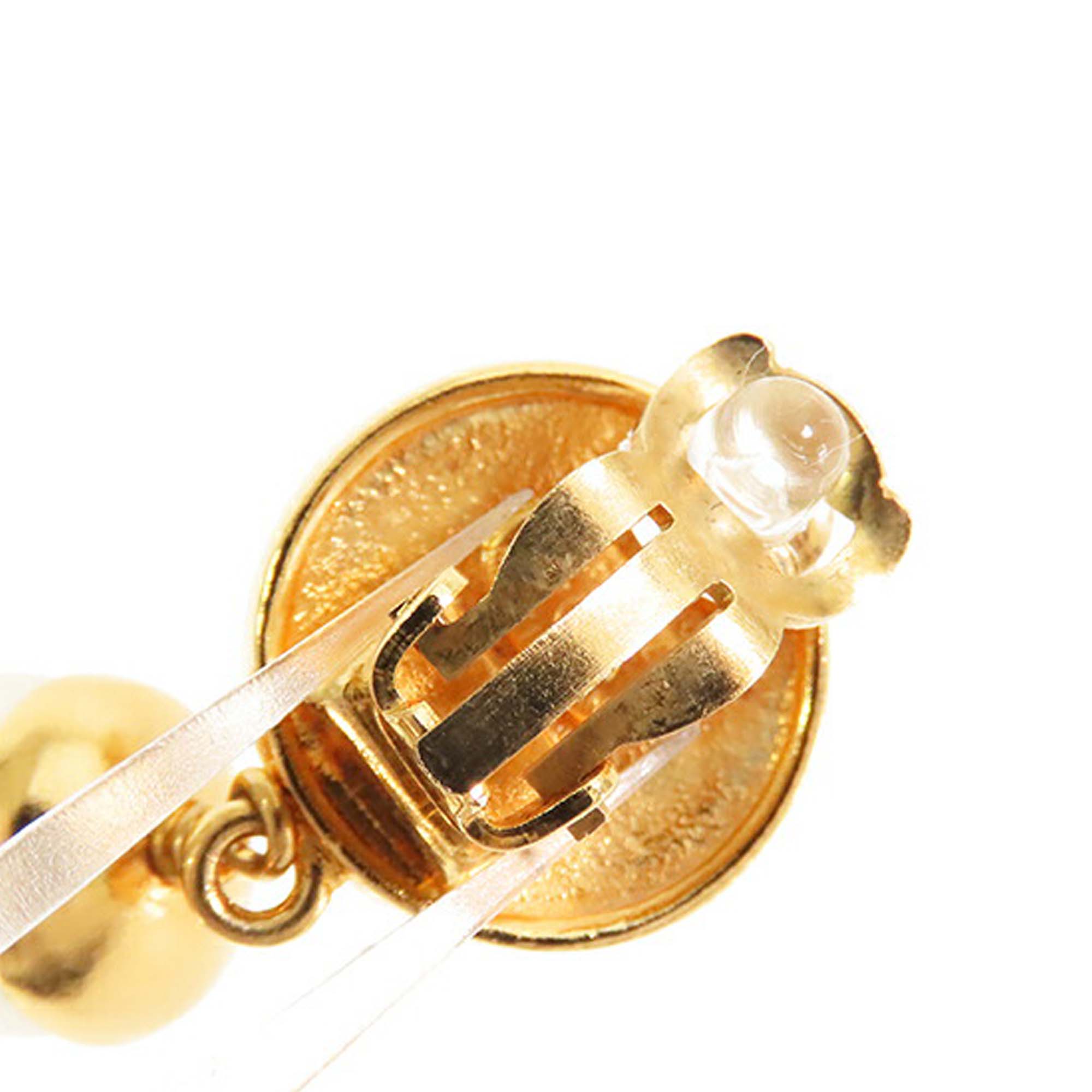 CC Gold Plated Faux Pearl Drop Clip On Earrings - Image 4