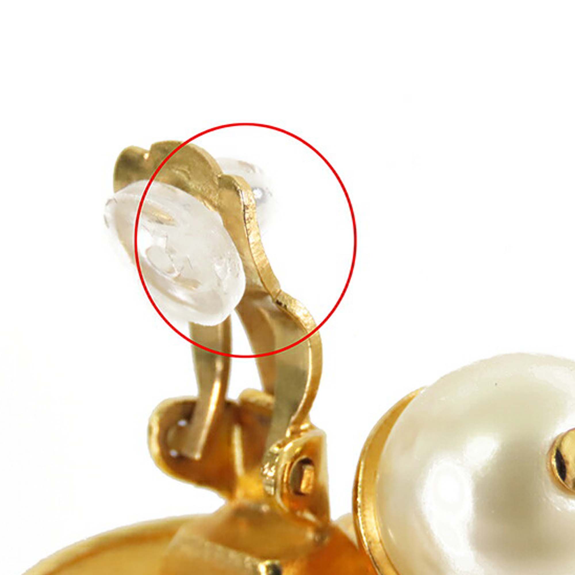 CC Gold Plated Faux Pearl Drop Clip On Earrings - Image 5