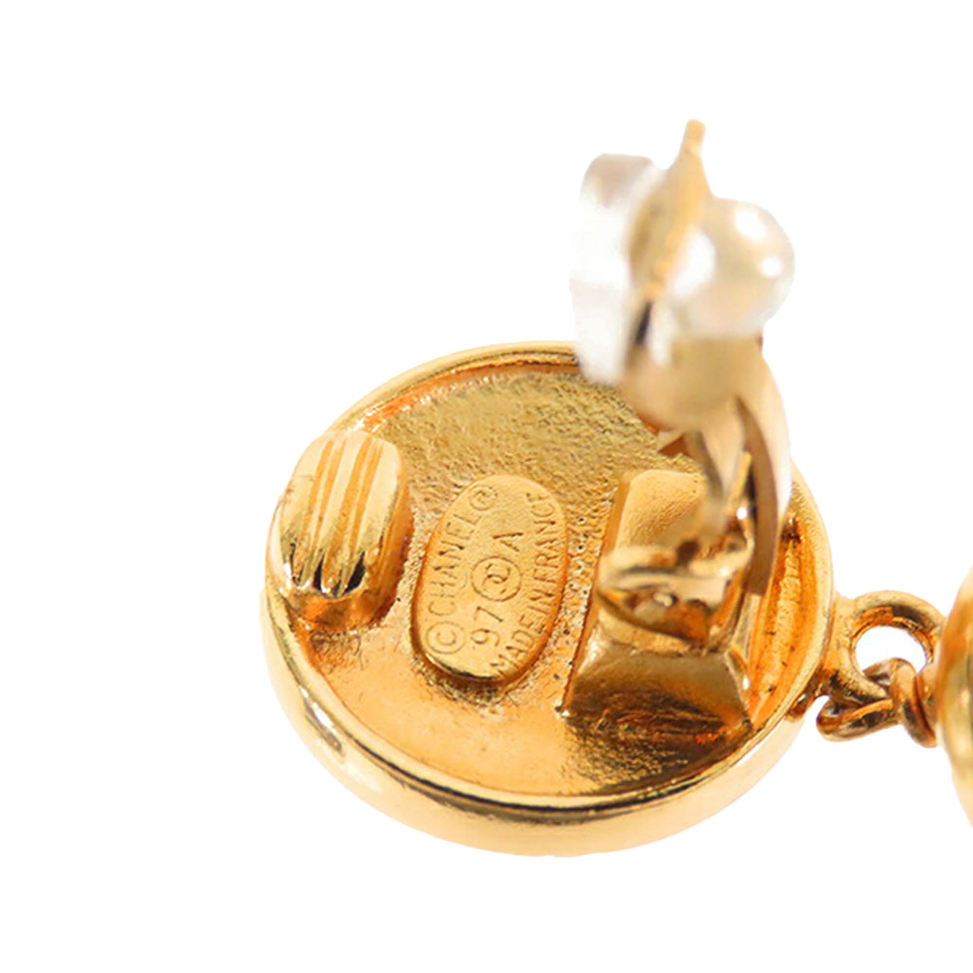 CC Gold Plated Faux Pearl Drop Clip On Earrings - Image 6