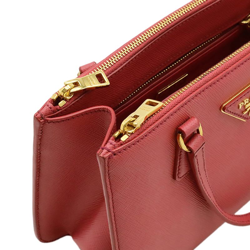 Mini Saffiano Lux Galleria Double Zip Satchel - Image 5