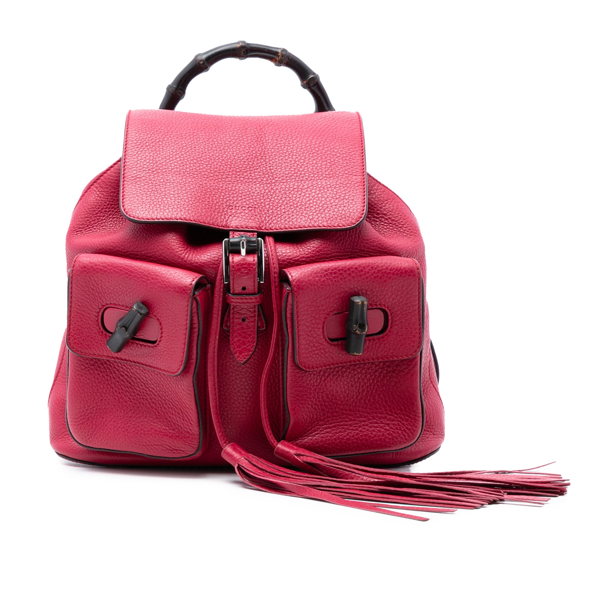 Leather Bamboo Tassel Backpack - Image 1