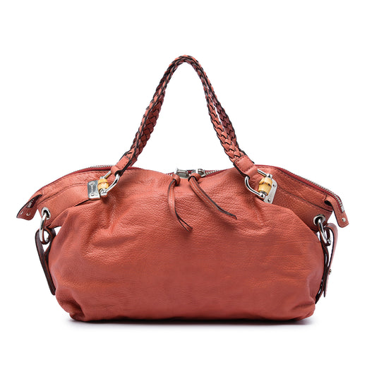 Medium Leather Bamboo Bar Tote - Image 1
