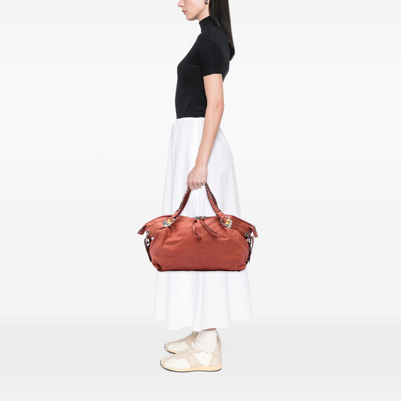 Medium Leather Bamboo Bar Tote - Image 5