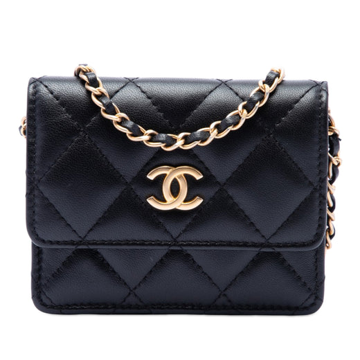 Quilted Lambskin Romance Card Holder On Chain - Image 1