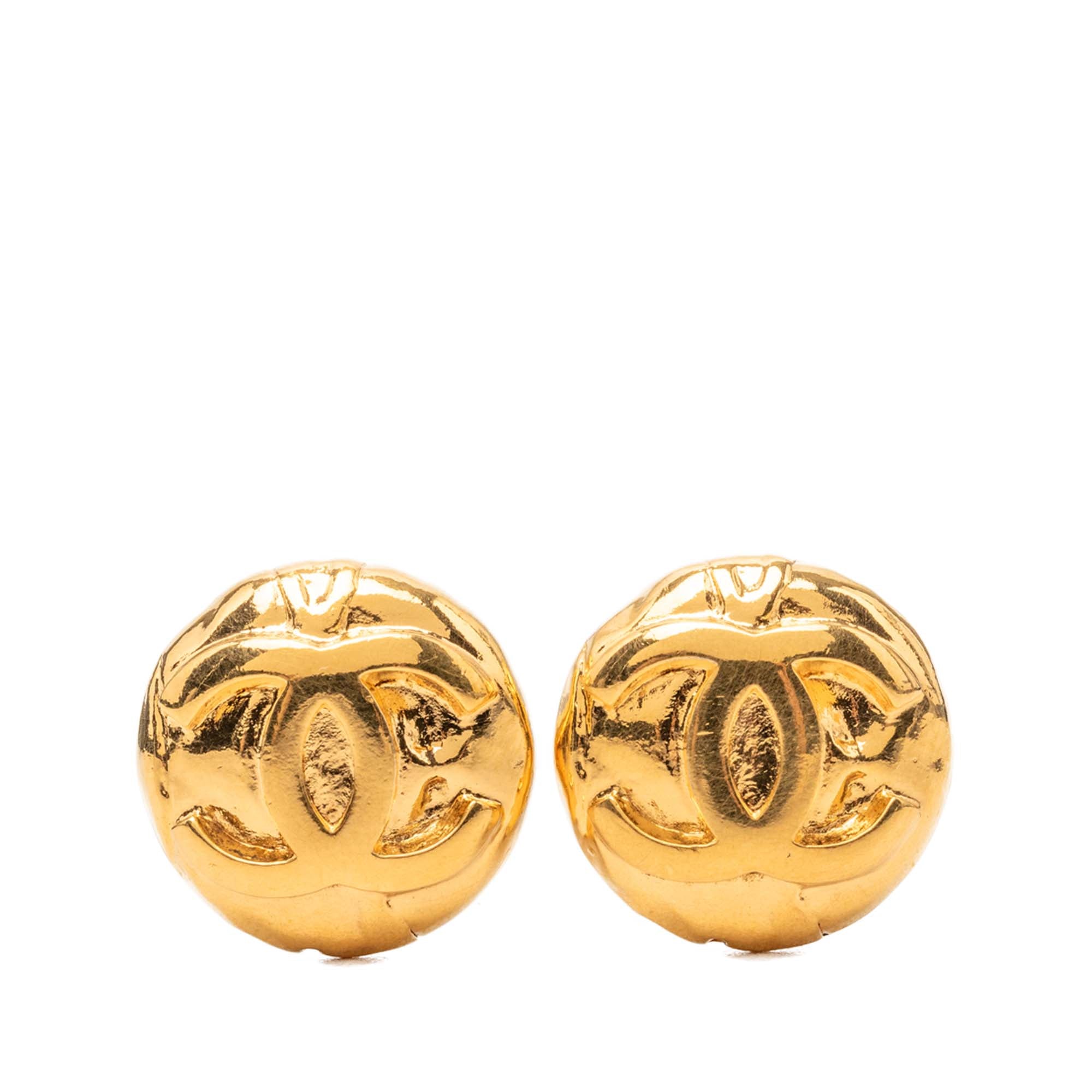 CC Gold Plated Round Clip On Earrings - Image 1