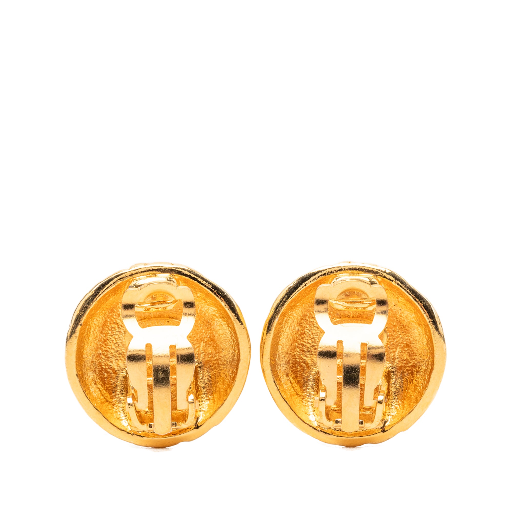 CC Gold Plated Round Clip On Earrings - Image 2