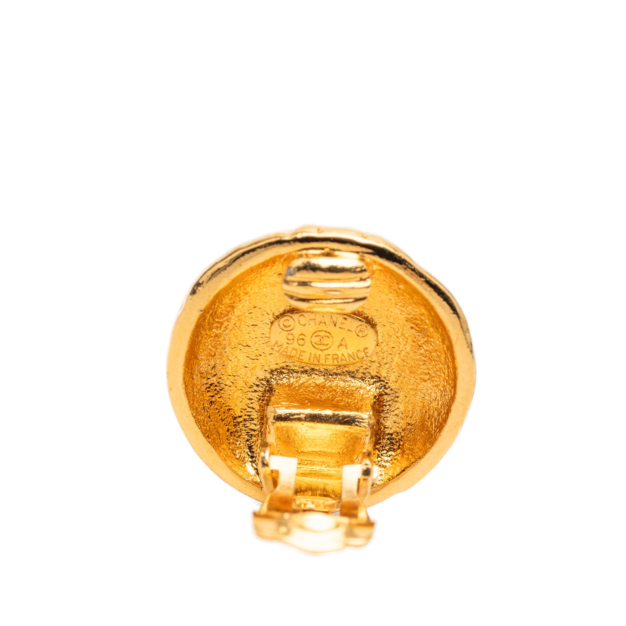 CC Gold Plated Round Clip On Earrings - Image 3