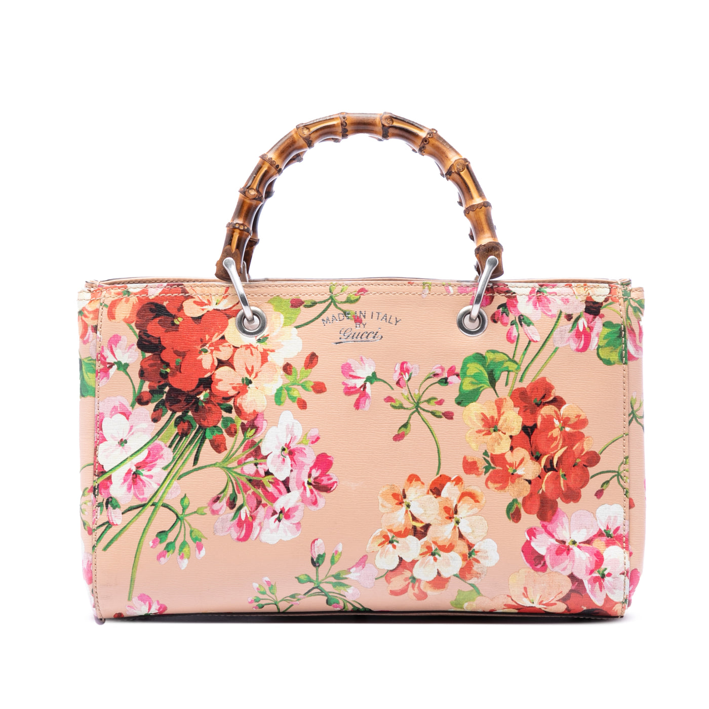 Medium Calfskin Blooms Bamboo Shopper Satchel - Image 1