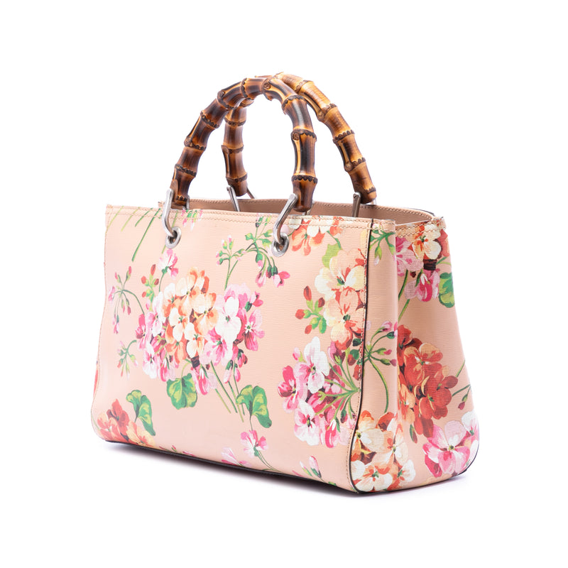 Medium Calfskin Blooms Bamboo Shopper Satchel - Image 2