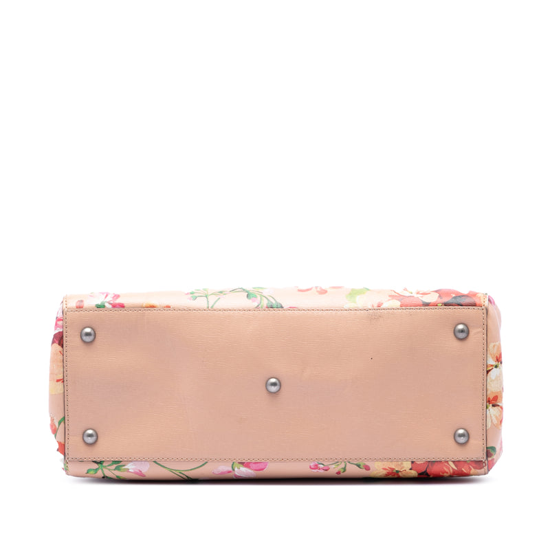 Medium Calfskin Blooms Bamboo Shopper Satchel - Image 3