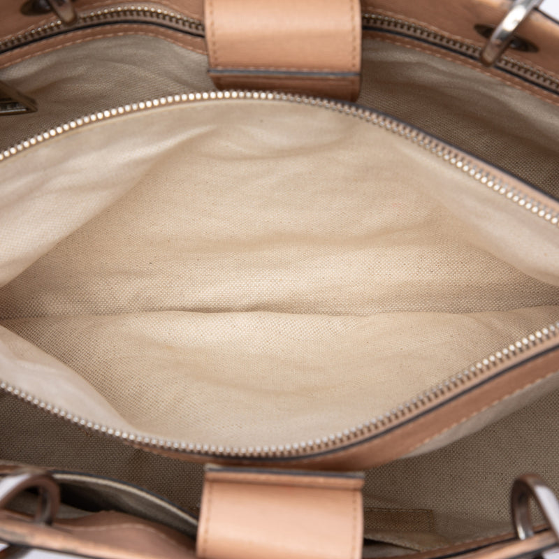 Medium Calfskin Blooms Bamboo Shopper Satchel - Image 4