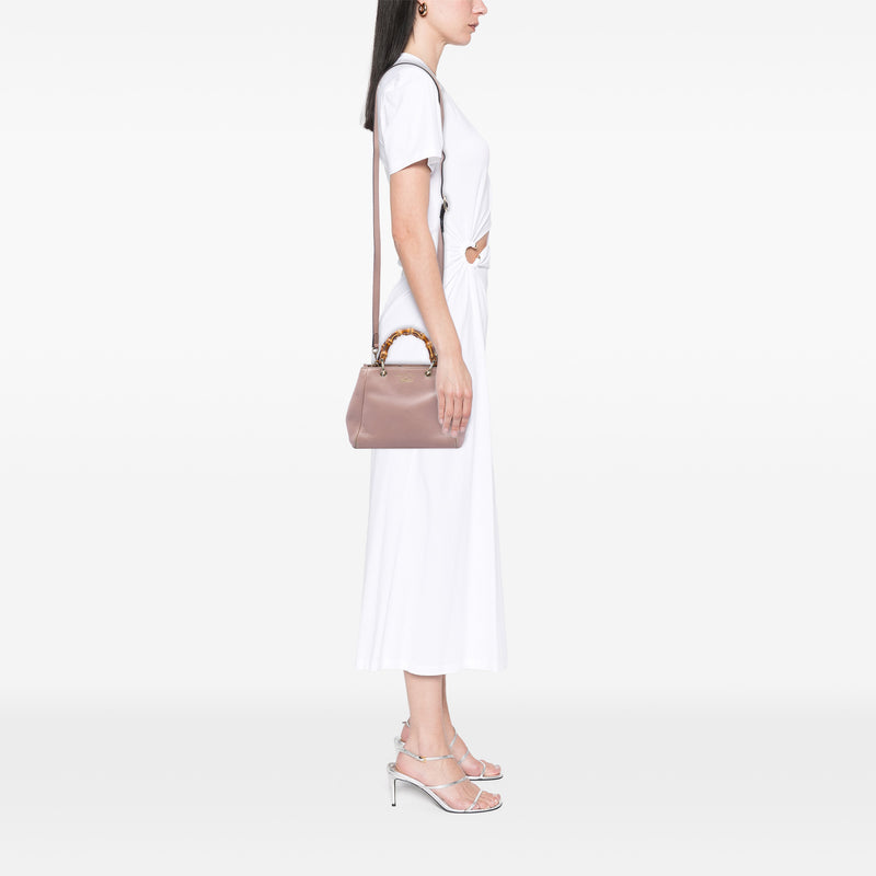 Mini Calfskin Bamboo Shopper Satchel - Image 6