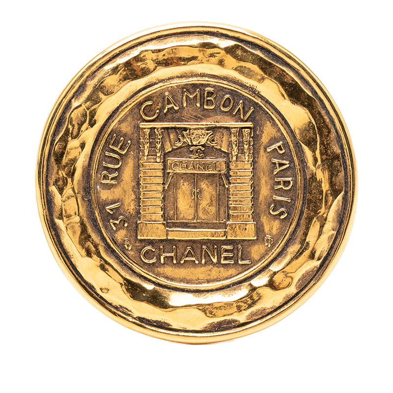 Gold Plated 31 Rue Cambon Medallion Brooch