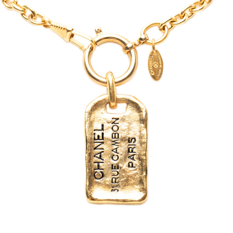 Gold Plated 31 Rue Cambon Plaque Pendant Necklace - Image 2