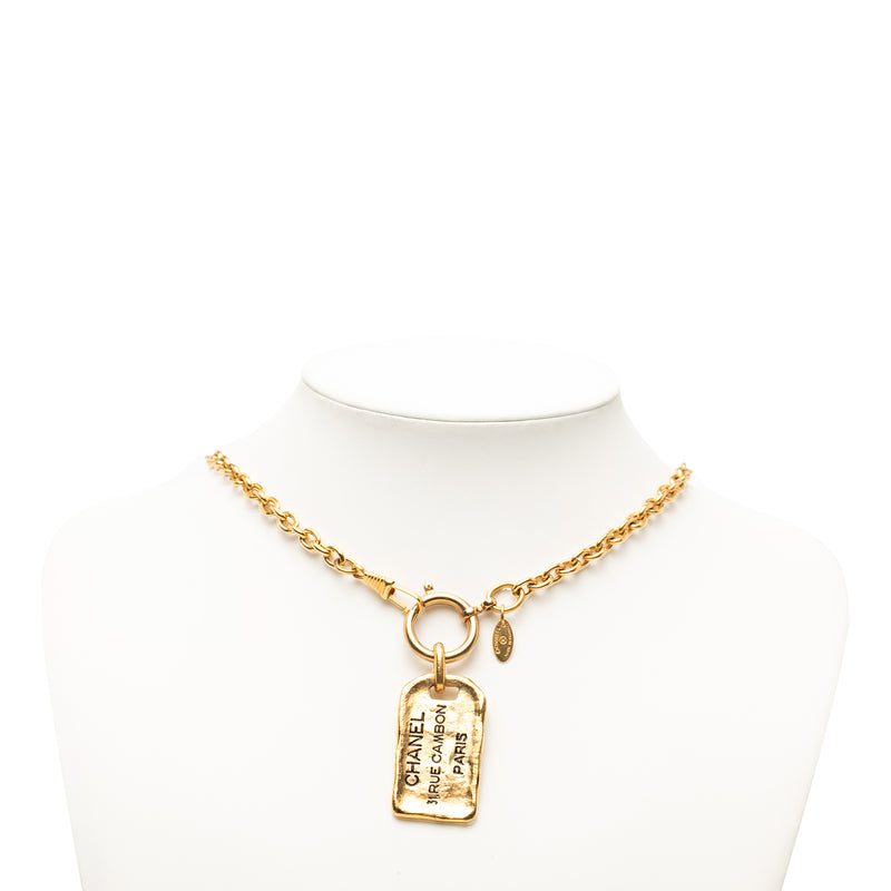 Gold Plated 31 Rue Cambon Plaque Pendant Necklace - Image 5
