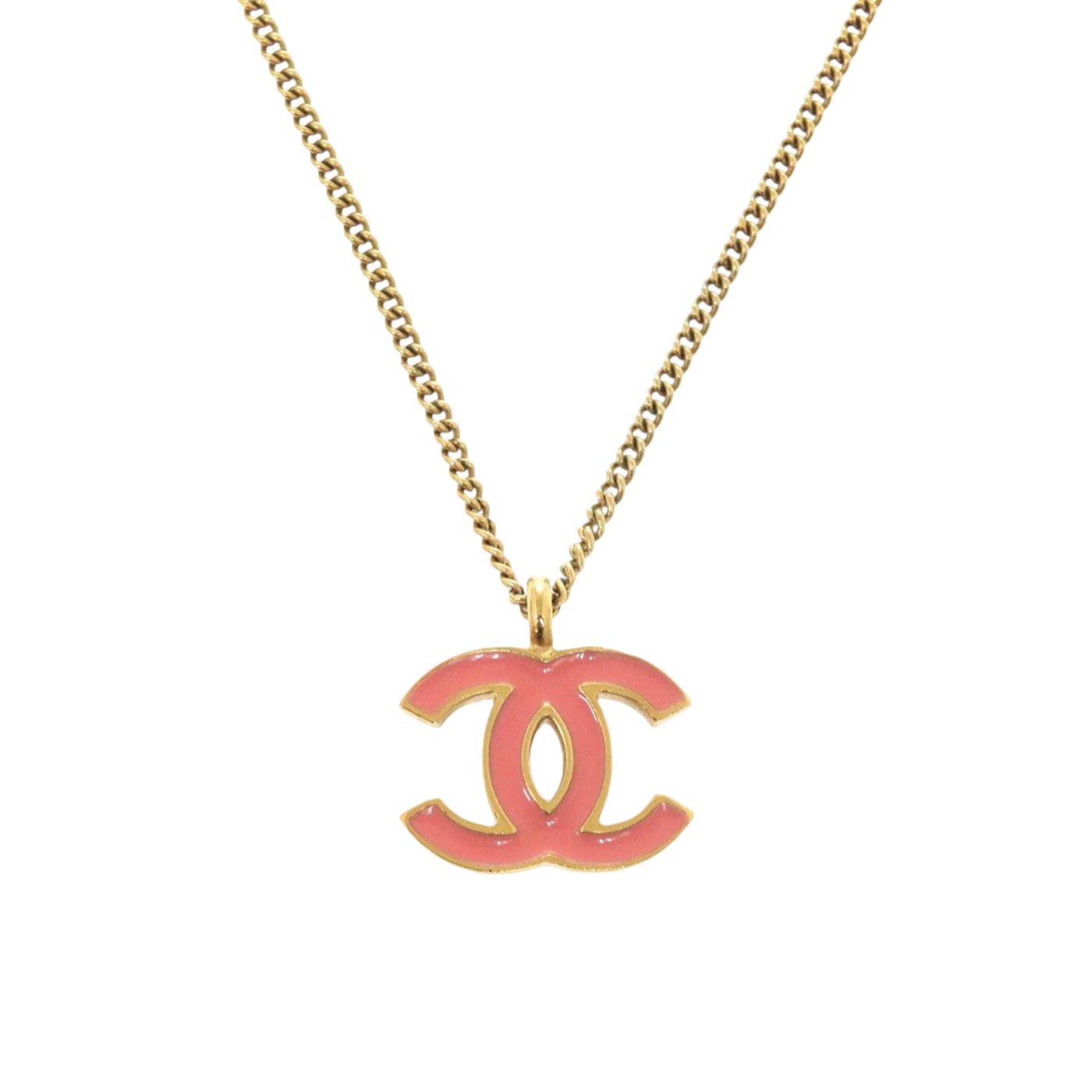 CC Gold Plated Enamel Pendant Necklace - Image 1